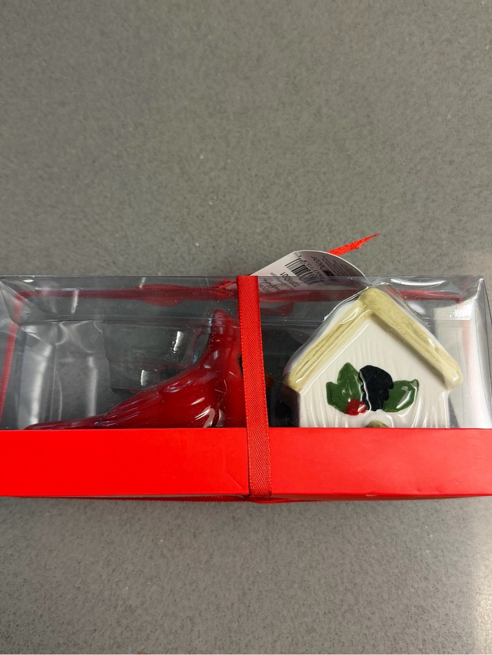 LANG Jane Shasky Cardinal Birdhouse Salt Pepper Shakers Christmas NIB
